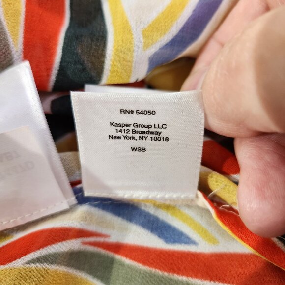 Anne Klein Multicolor Geometric Sheer Longsleeve Blouse Women's Size 2 - Picture 12 of 13